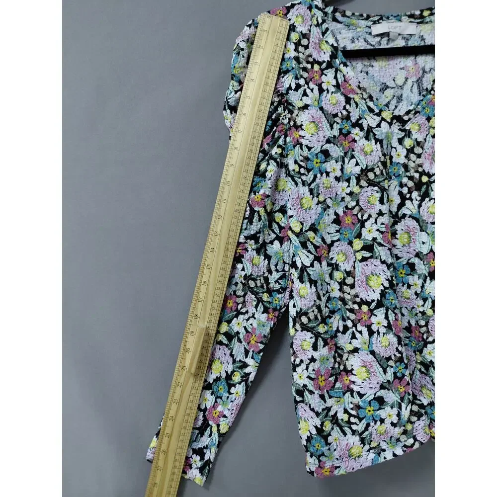 Loft Polyester Blend Multicolor Floral Stretch Blouse Women Size L